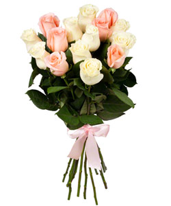 Букет из цветов "Букет из розовых и белых роз 60см" 25 - 60 см.