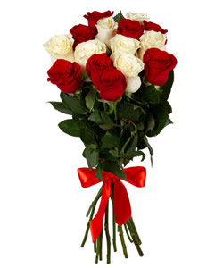 Букет из цветов "Букет из красных и белых роз" 25 - 60 см.