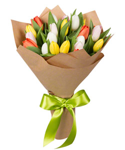 Bouquet from flowers "Spring Tulips" 25 - 30 cm.