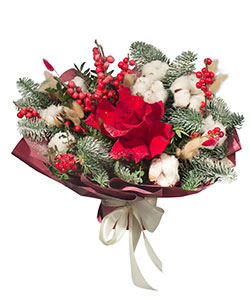 Букет из цветов "Композиция "Красная девица"" 20 - 20 см.