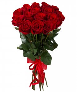 Букет из цветов "Букет из 15 красных роз" 25 - 60 см.