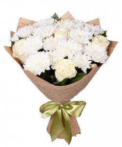 Bouquet from flowers "Cream Marshmallows" 30 - 40 cm.